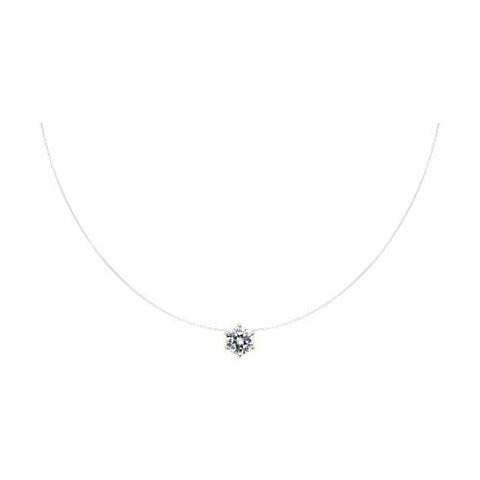 53-170-01157-6 - Колье на леске-невидимке из желтого золота с подвеской Swarovski Zirconia