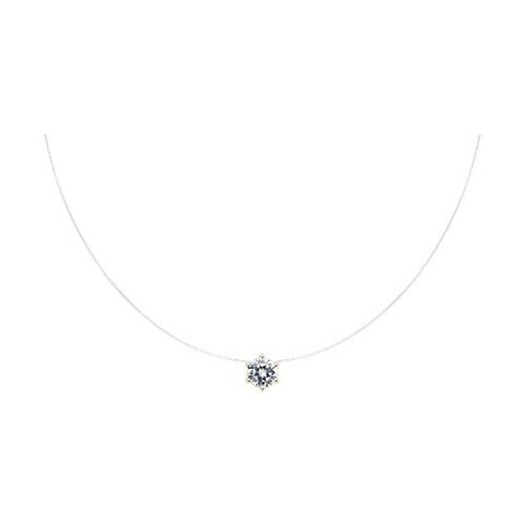 53-170-01157-6- Колье на леске-невидимке из желтого золота с подвеской Swarovski Zirconia