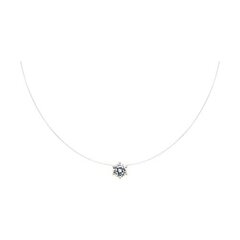 53-170-01157-6- Колье на леске-невидимке из желтого золота с подвеской Swarovski Zirconia