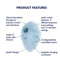 Стимулятор клитора с вибрацией и воздушной стимуляцией Satisfyer Cloud Dancer голубой