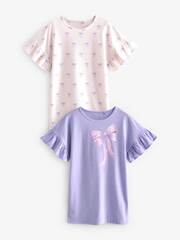 Футболка пижамная для девочки Next B23-974, 2 шт., Сиреневый, Молочный