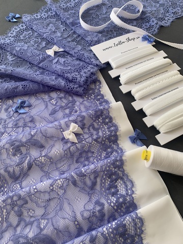 Кружево эластичное голубо-лиловое 19 см