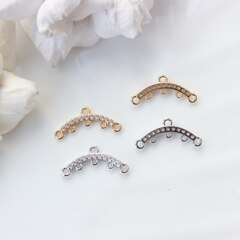 УЦЕНКА!!! Коннектор (подвеска) с фианитами для многорядных колье, 5 петелек, 22*10 мм, родий, У086