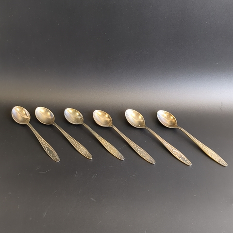 Набор из 6 чайных ложек Пламя - мельхиор - МНЦ - Кольугино - СССР