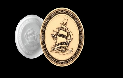 Силиконовый молд Парусник медальон