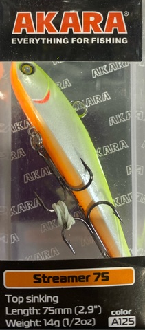 Воблер Akara раттлин Streamer 75 мм 14 гр. (1/2 oz 2,9 in) A125