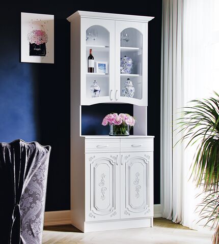 Буфет 2-х створчатый Лиза-2 (Белый глянец, Белый )