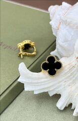 Серьги клевер на английском замке VCA качество yellow VGOLD