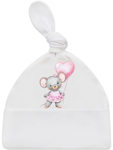 Шапочка с принтом "Мышка с сердечком"