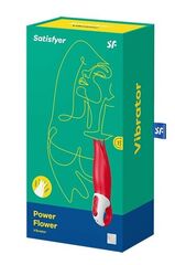 Красный вибратор Satisfyer Vibes Power Flower с лепестками - 18,8 см. - 