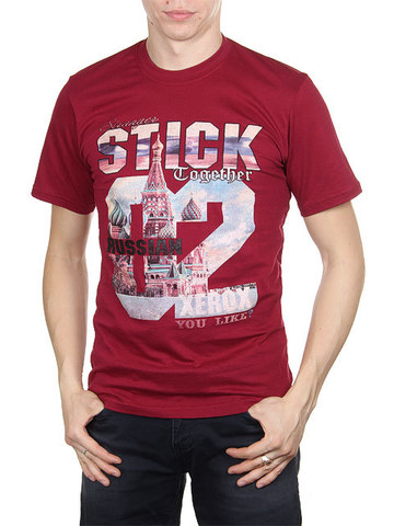 1656-5 футболка мужская, бордовая