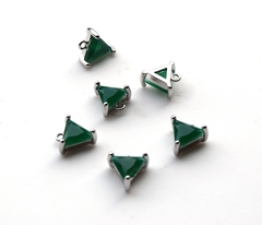 Подвеска треугольник 7*8 мм, зеленый опал, покрытие родий