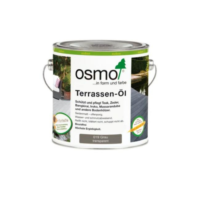 Olio Per Terrazzi Osmo 019 Grigio - 2,5 Litri, Finitura Microporosa, Resistente All'acqua E Allo Sporco, Per Legno Esterno