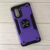 Противоударный чехол Strong Armour Case с кольцом для Xiaomi Poco F3, Mi 11i (Фиолетовый)