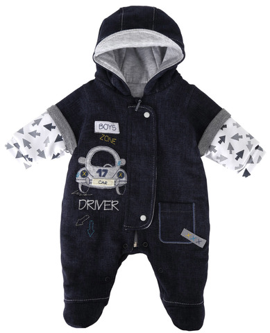Утепленный джинсовый комбинезон с машинкой Borys