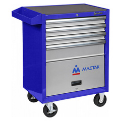 МАСТАК (522-04581B) Тележка инструментальная серии «ПРИМА», 4 полки и отсек, синяя