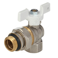 Кран шаровой латунь никель угловой 1128 Standard Ду 20 Ру30 ВР/"американка" полнопроходной бабочка Aquasfera 1128-02