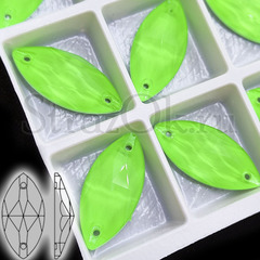 Стразы пришивные неоновые Navette Neon Green, дешево оптом с доставкой на StrazOK.ru