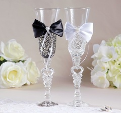 Набор свадебных бокалов «Бант», чёрно-белый, фото 1