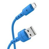 Кабель USB - Micro-USB 2,4А HOCO X30 1м (100 см) с индикатором (Синий)