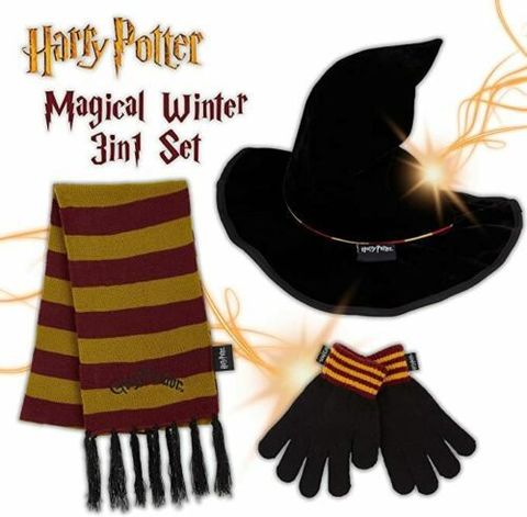 Harry Potter Hat Scarf Gloves Set, Gryffindor Scarf and Wizard Hat for Girls Gryffindor