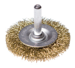 45-3-104 Щетка-крацовка дисковая, со шпилькой, латунированная стальная проволока, d=40мм (РемоКолор)