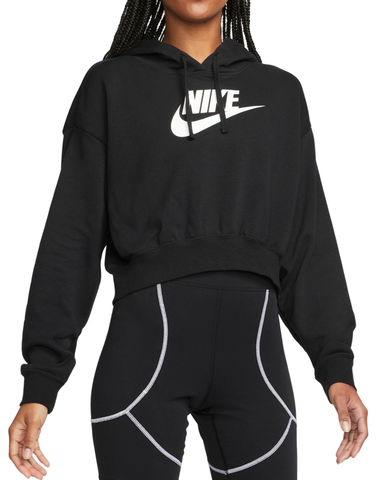Женская теннисная куртка Nike Sportswear Club Fleece Oversized Crop Hoodie - black/white