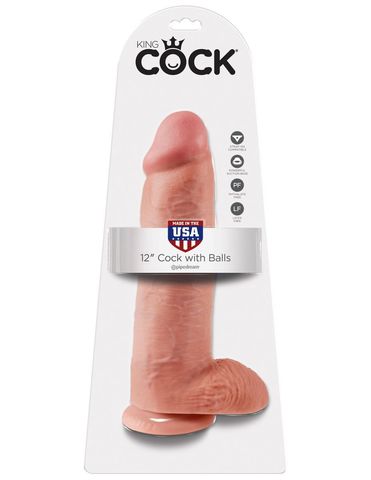 Телесный фаллоимитатор на присоске - 30,5 см. - Pipedream King Cock PD5511-21