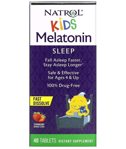 Natrol, Kids, мелатонин, для детей от 4 лет, клубничный вкус, 40 таблеток