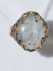 Адуляр малый (серебряное кольцо с позолотой)