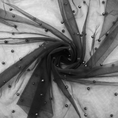 Фатин с бусинами, 35 гр/м2, 150 см, черный