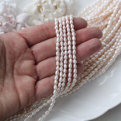 Жемчуг натуральный речной, рис, 4,4-4,8 мм, 1 нить, Ж019
