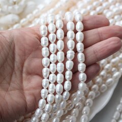 Жемчуг натуральный речной, рис, 7,5-11,3 мм, 1 нить, Ж027