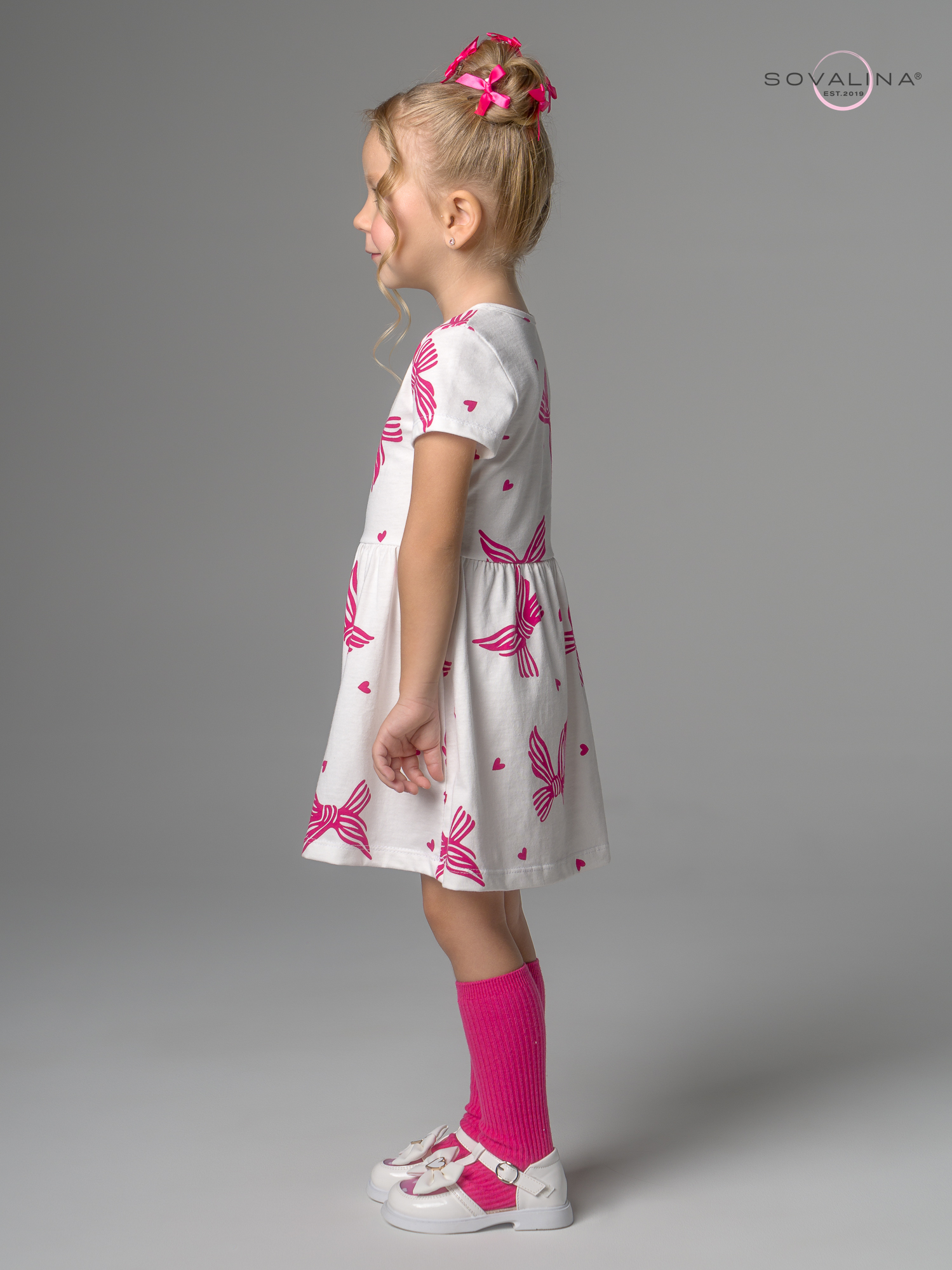 Платье Лето алые бантики