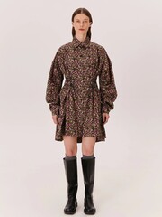 Платье-мини MAGIC FLOWERS зелено-розового цвета