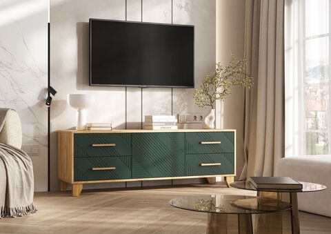 Тумба ТВ Ирис (1500) (Браш Мени Грин, Дуб Крафт)