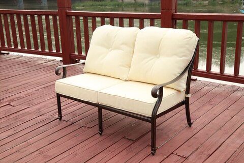 Диван двухместный из литого алюминия Venice, античная бронза