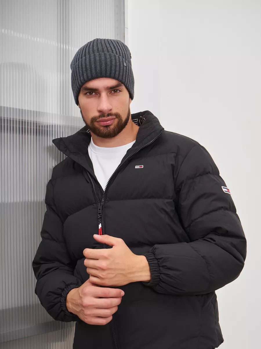 Шапка зимняя на флисе вязаная бини