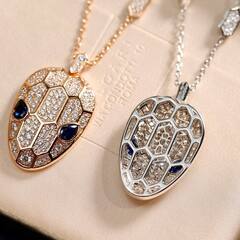 23935-Колье с подвеской голова Змеи с куб.цирконами rose VGOLD