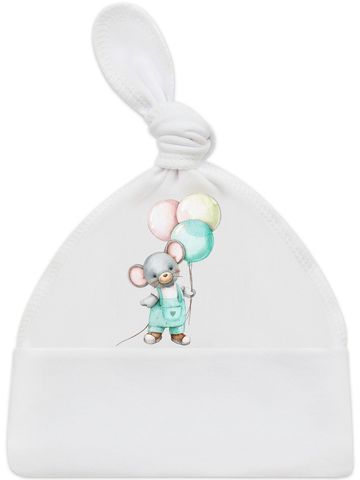 Шапочка с принтом "Мышонок с шариками"
