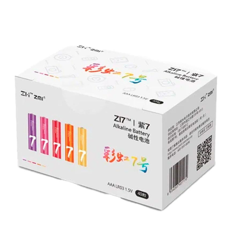Батарейки алкалиновые Xiaomi ZMI Rainbow Zi7 типа AAA  (уп. 40 шт)