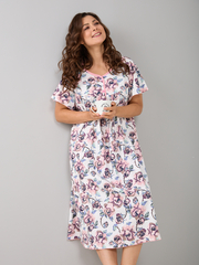 Ночная сорочка С-015/белый-пудровыерозы