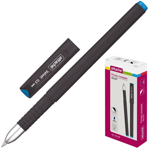 Ручка гелевая Attache Velvet синяя (толщина линии 0.5 мм)