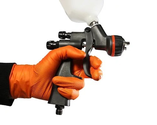 Оранжевые нескользящие одноразовые нитриловые перчатки JSN NATRIX, размер M, (25пар.)
