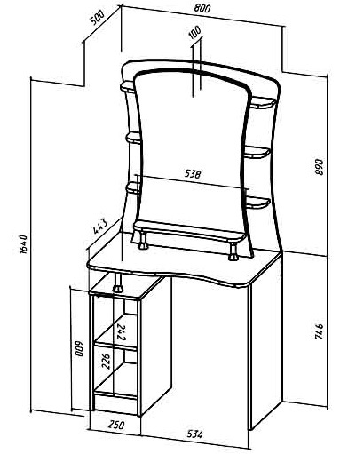 Чертеж туалетного столика с размерами - 93 фото