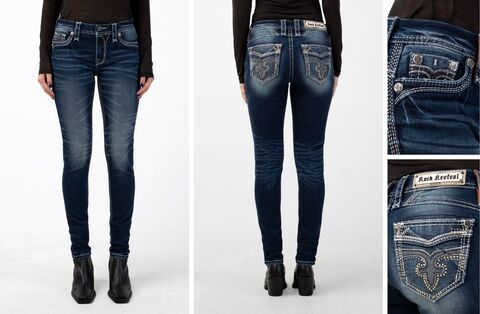 Rock Revival | Джинсы женские ALLETE S204 SKINNY RP2598S204 перед сзади и детали