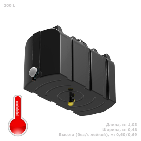 Бак для душа серии «R» 200 л  черный с подогревом, с лейкой, с уровнемером Полимер-Групп(1030x480x690см;11кг;черный) - арт.559262.2
