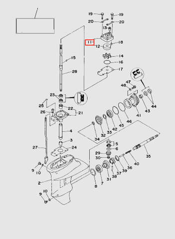 Корпус помпы  для лодочного мотора T15, OTH 9,9 SEA-PRO (16-11)