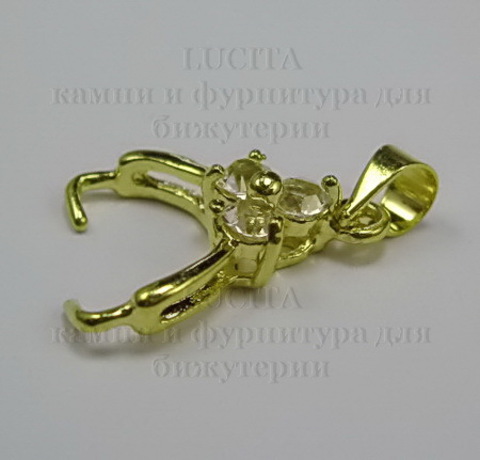 Держатель для кулона со стразами 18х11 мм (цвет - золото) ()