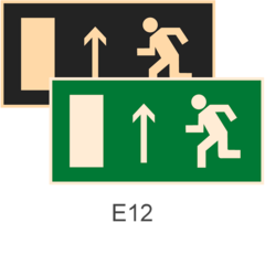 фотолюминесцентные знаки Е12 Направление к эвакуационному выходу прямо (левосторонний)